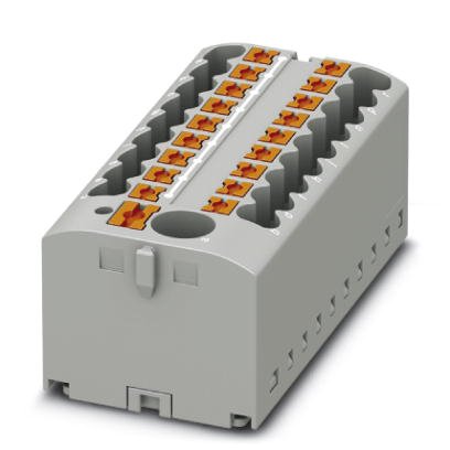 Phoenix Contact Finger-Safe Power Distribution Block; PTFIX 6/18X2.5GY; 41A; 19-Pole; Push-In Terminals; 1/1 Line/Load Terminal Openings; Direct Mount